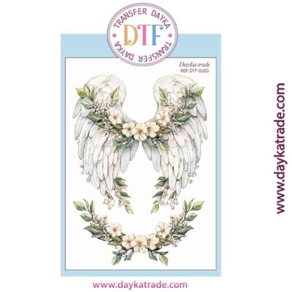 DTF-016 TRANSFERENCIA TEXTIL CON DIBUJO DE ALAS CON FLORES