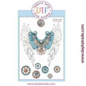 DTF-015 TRANSFERENCIA TEXTIL CON DIBUJO DE ALAS CON ENGRANAJES