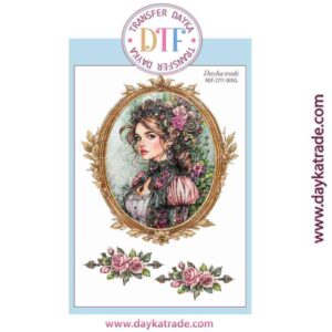 DTF-009 TRANSFERENCIA TEXTIL CON DIBUJO DE CHICA EN MARCO