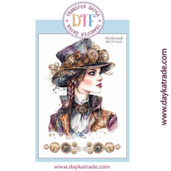 DTF-012 TRANSFERENCIA TEXTIL CON DIBUJO DE CHICA STEAMPUNK