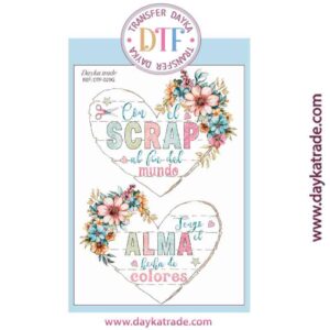 DTF-029 TRANSFERENCIA TEXTIL CON DIBUJOS DE CORAZONES “SCRAP”