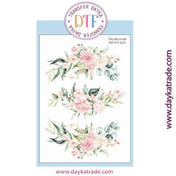 DTF-025 TRANSFERENCIA TEXTIL CON DIBUJOS DE FLORES