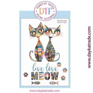 DTF-028 TRANSFERENCIA TEXTIL CON DIBUJOS DE GATOS