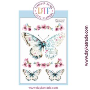 DTF-024 TRANSFERENCIA TEXTIL CON DIBUJO DE MARIPOSA CON FRASE
