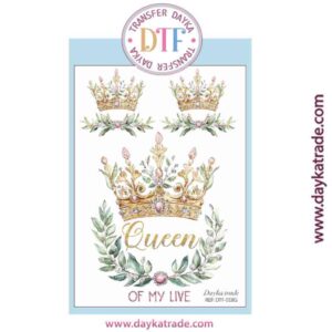 DTF-018 TRANSFERENCIA TEXTIL CON DIBUJO DE CORONA “QUEEN”