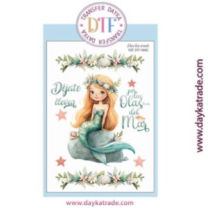 DTF-006 TRANSFERENCIA TEXTIL CON DIBUJO DE SIRENA