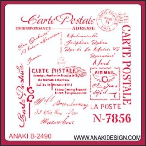 STENCIL CARTE POSTALE  MEDIDA 20X20