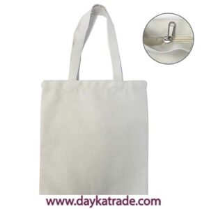 BOL-0007 TOTE BAG TELA SACO CREMA CON CREMALLERA G .  Tote bag de tela saco crema grande con cremallera