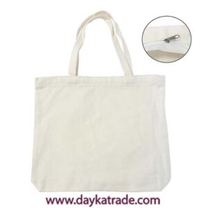 BOL-0010 TOTE PLAYA CREMA CON CREMALLERA .  Tote playa crema con cremallera y asas.