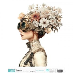 TRANSFER DTF TEXTIL 25x30cm. Steampunk Flowers