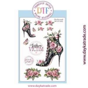 DTF-030 TRANSFERENCIA TEXTIL CON DIBUJOS DE ZAPATO DE TACÓN